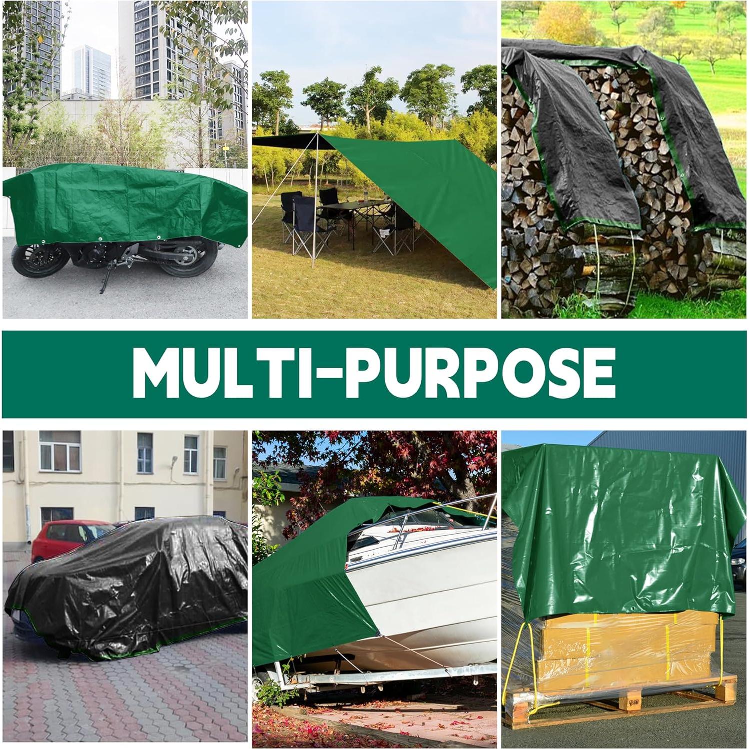 Lona Impermeable MVPNET 1.83x2.44m Verde/Negro 10mil