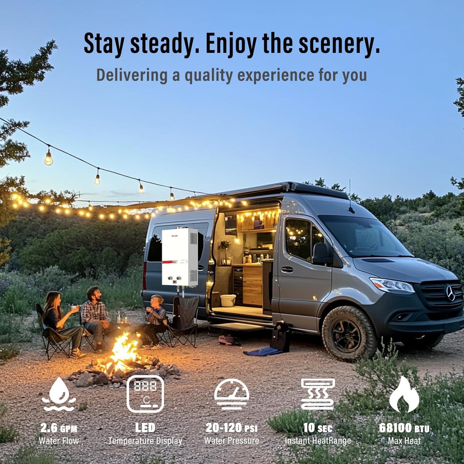 Calentador de Agua a Gas Propano Topwish 10L Portátil 2.6GPM