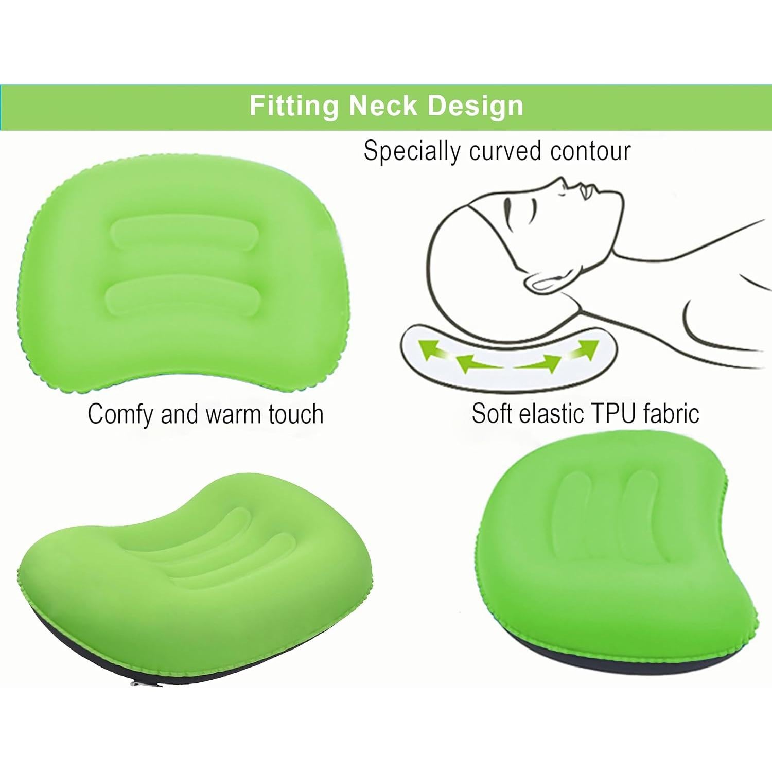 Almohada Inflable Portátil Mayeujds Verde 42x32cm Camping