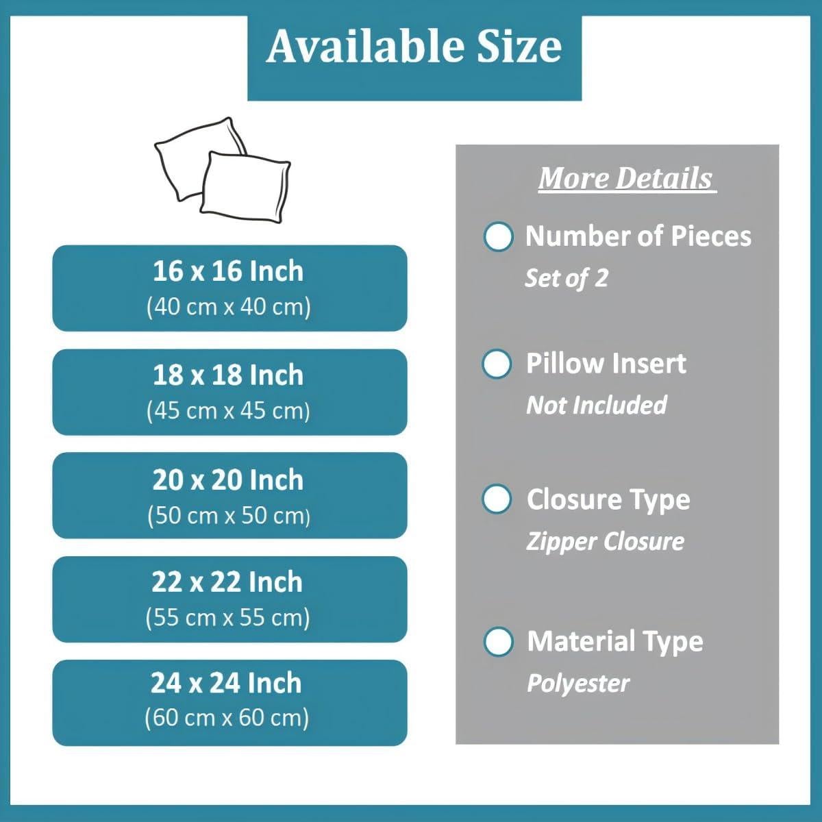 Erosebridal Fundas de Cojín Cuadradas 40.64 cm Set de 2