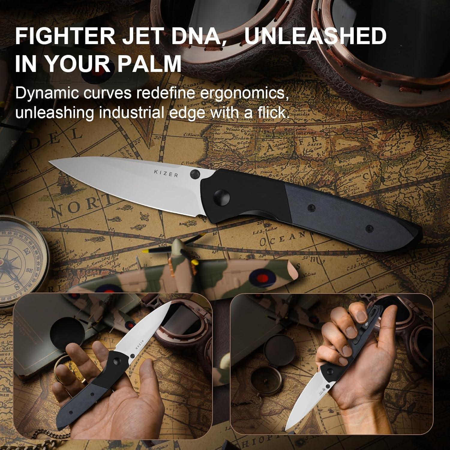 Cuchillo de bolsillo Kizer Spitfire EDC 7.95 cm 14C28N Plegable