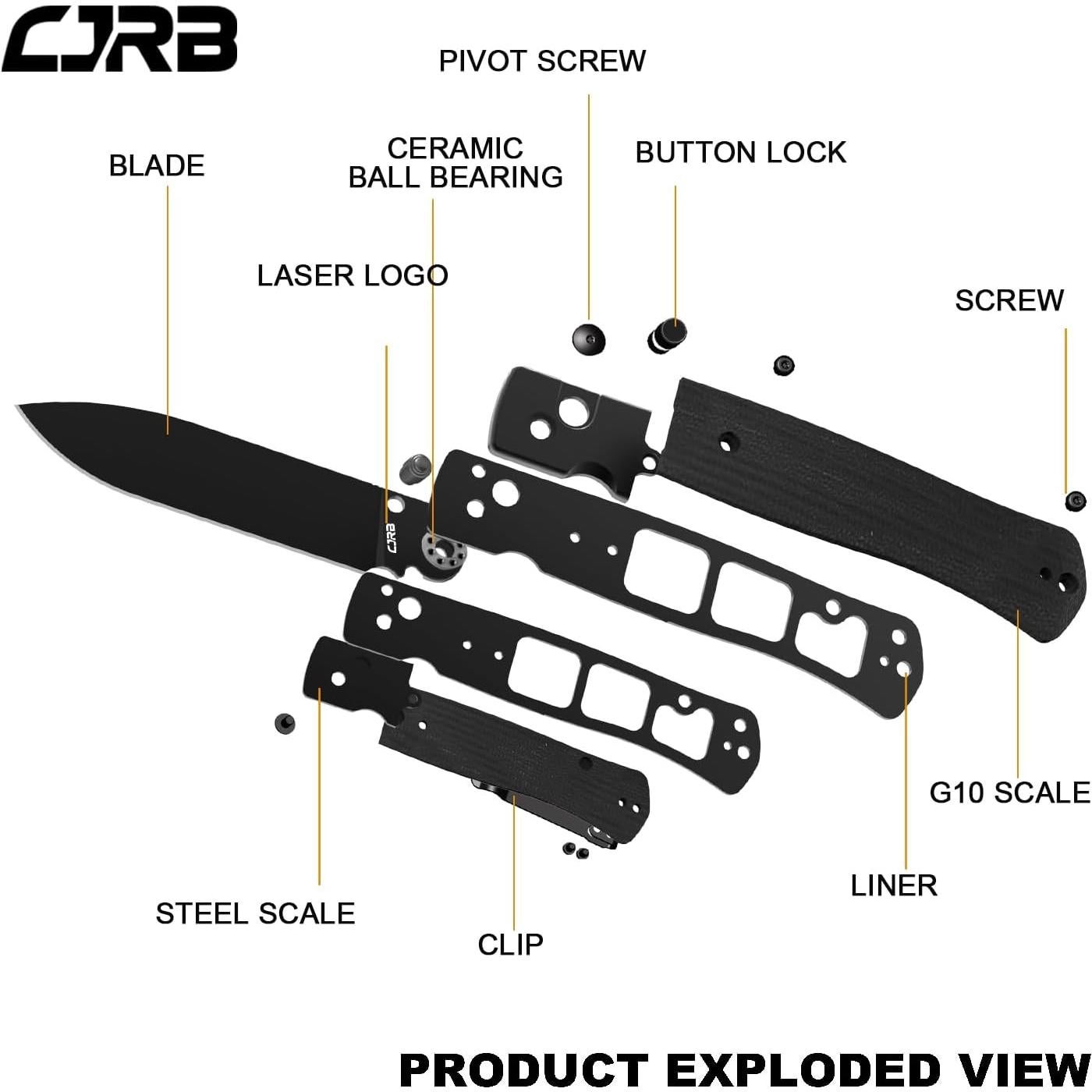 Cuchillo de Bolsillo CJRB Glacier J1961 9cm Acero AR-RPM9 Verde