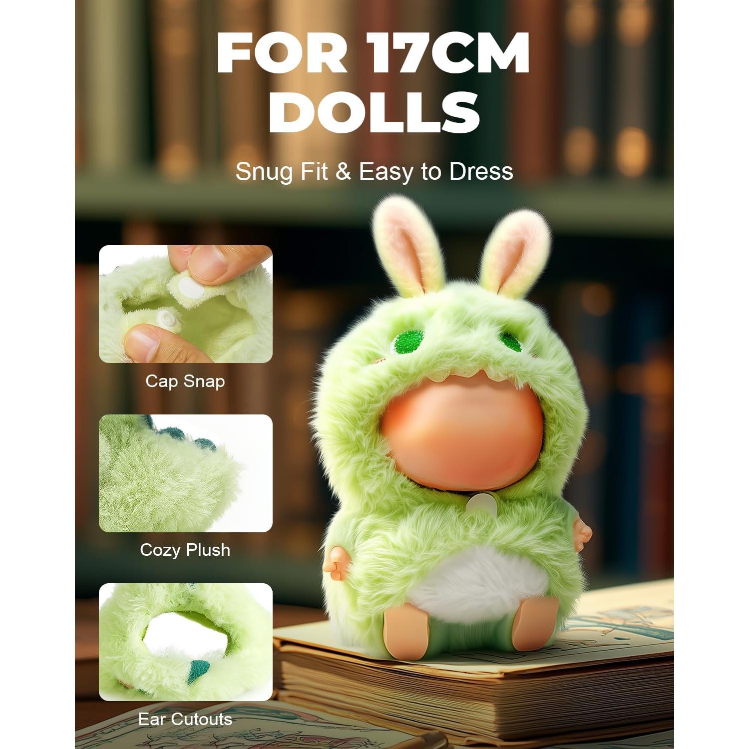 Conjunto de Ropa para Muñecas 17cm Traje Dinosaurio Felpa