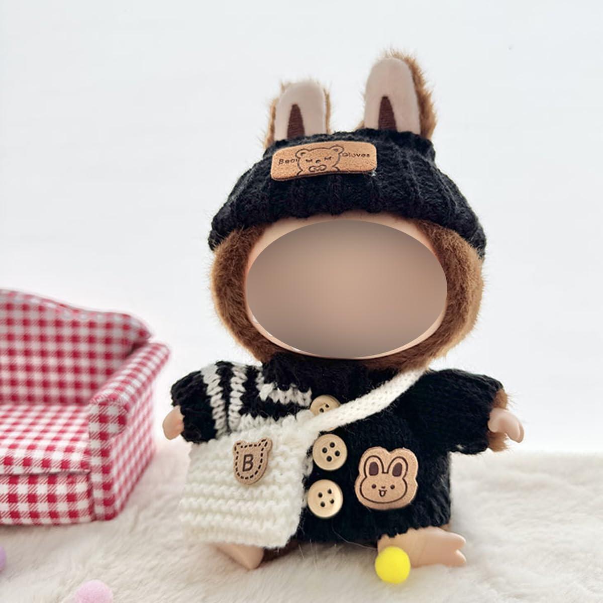 Conjunto de Ropa para Muñecas Labubu 3 Piezas Negro