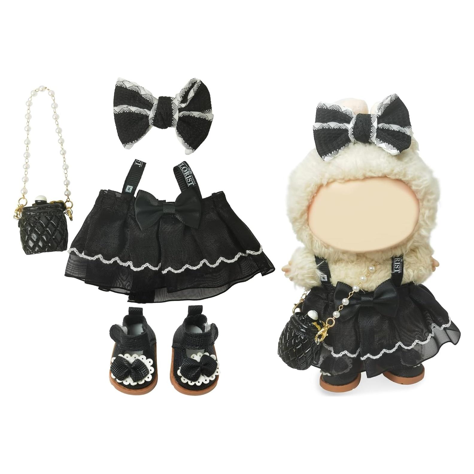 Conjunto de Ropa para Muñeca Labubu 17cm - Black Swan Belle