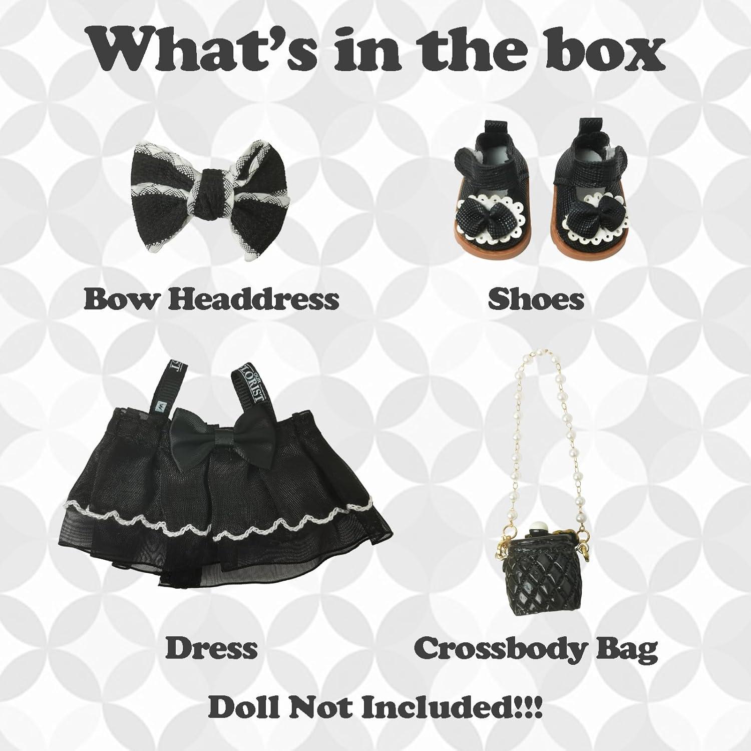 Conjunto de Ropa para Muñeca Labubu 17cm - Black Swan Belle