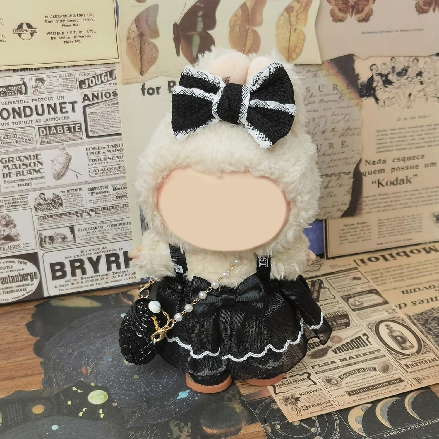 Conjunto de Ropa para Muñeca Labubu 17cm - Black Swan Belle