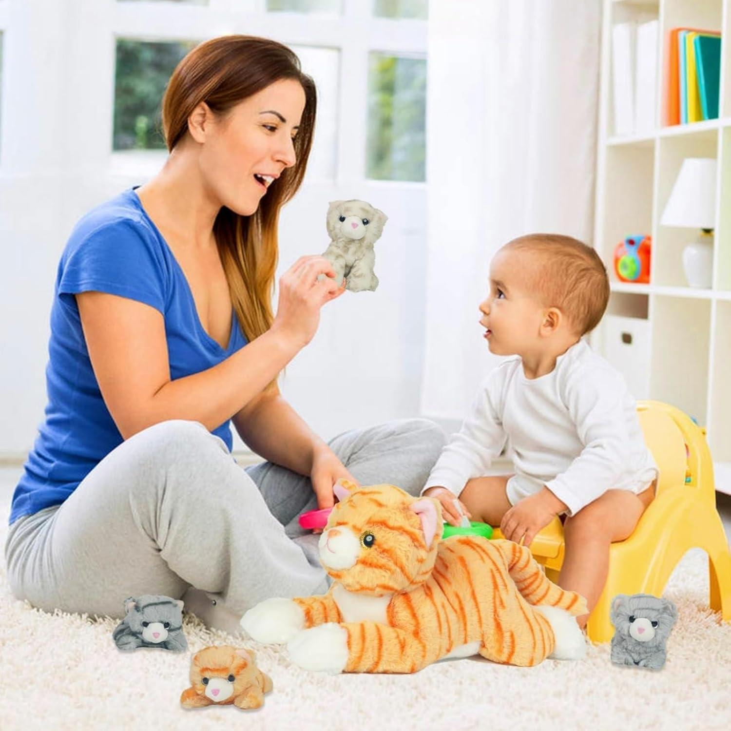 Juego de 5 Gatos de Peluche Mamá Embarazada Youthfuljive