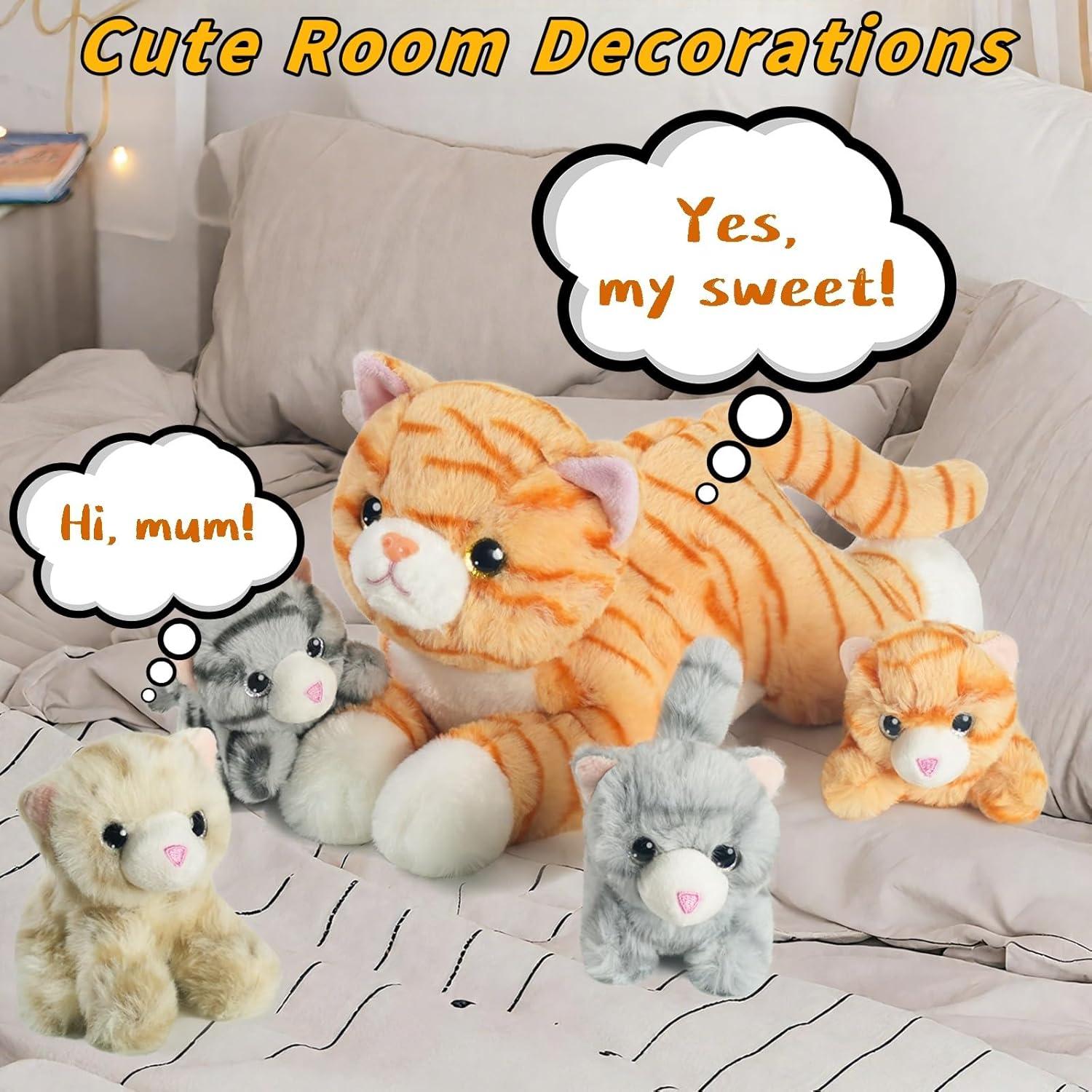 Juego de 5 Gatos de Peluche Mamá Embarazada Youthfuljive