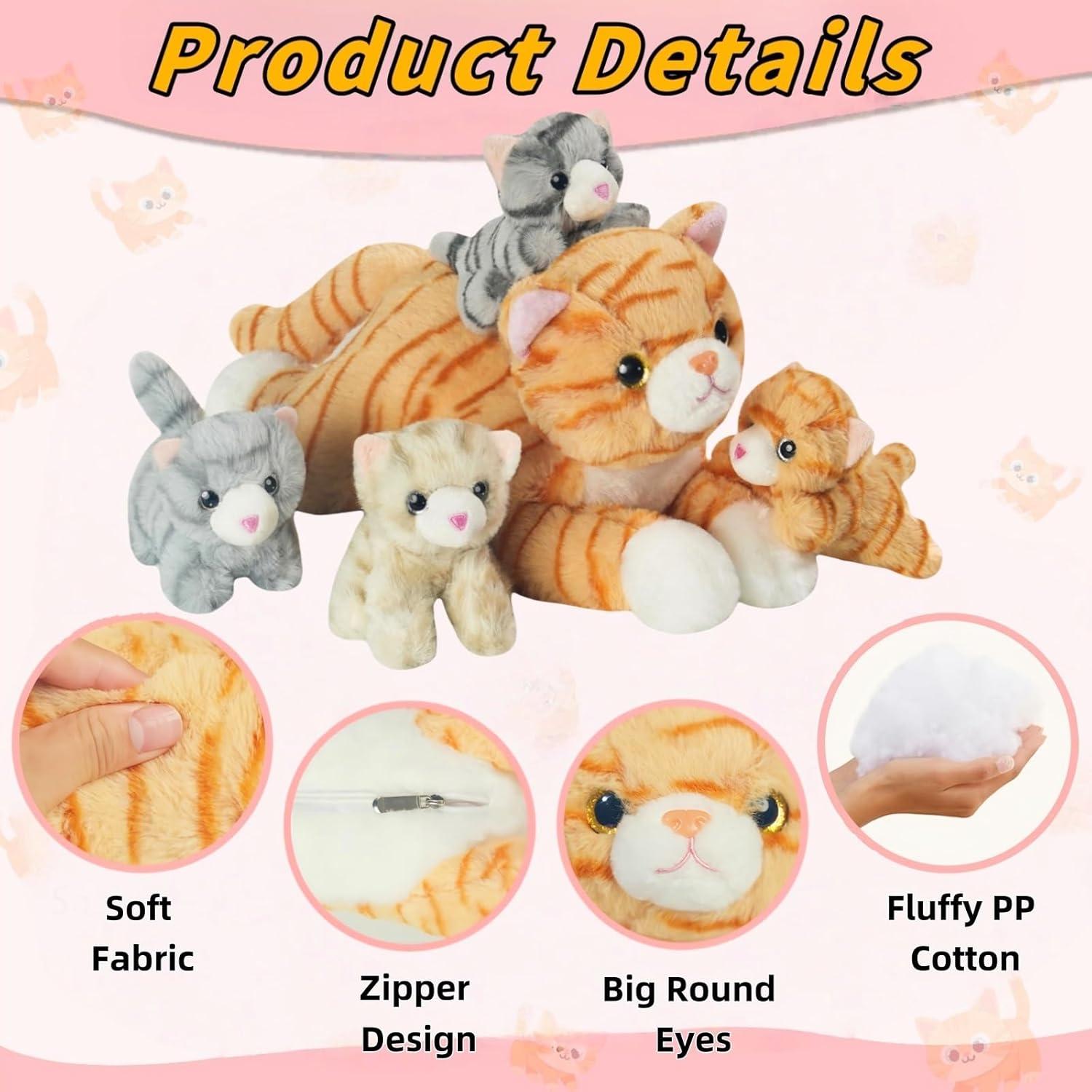Juego de 5 Gatos de Peluche Mamá Embarazada Youthfuljive