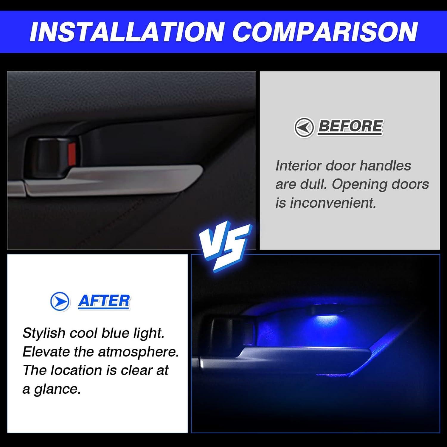 Luces LED interiores Powerty para Toyota Camry 2018-2024 Azul - 4 Piezas