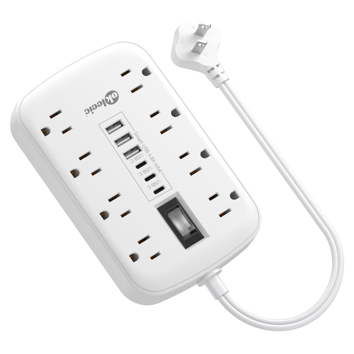 Regleta de Enchufe 2 Clavijas Okleeic 1 Pie 8 Salidas 6 USB