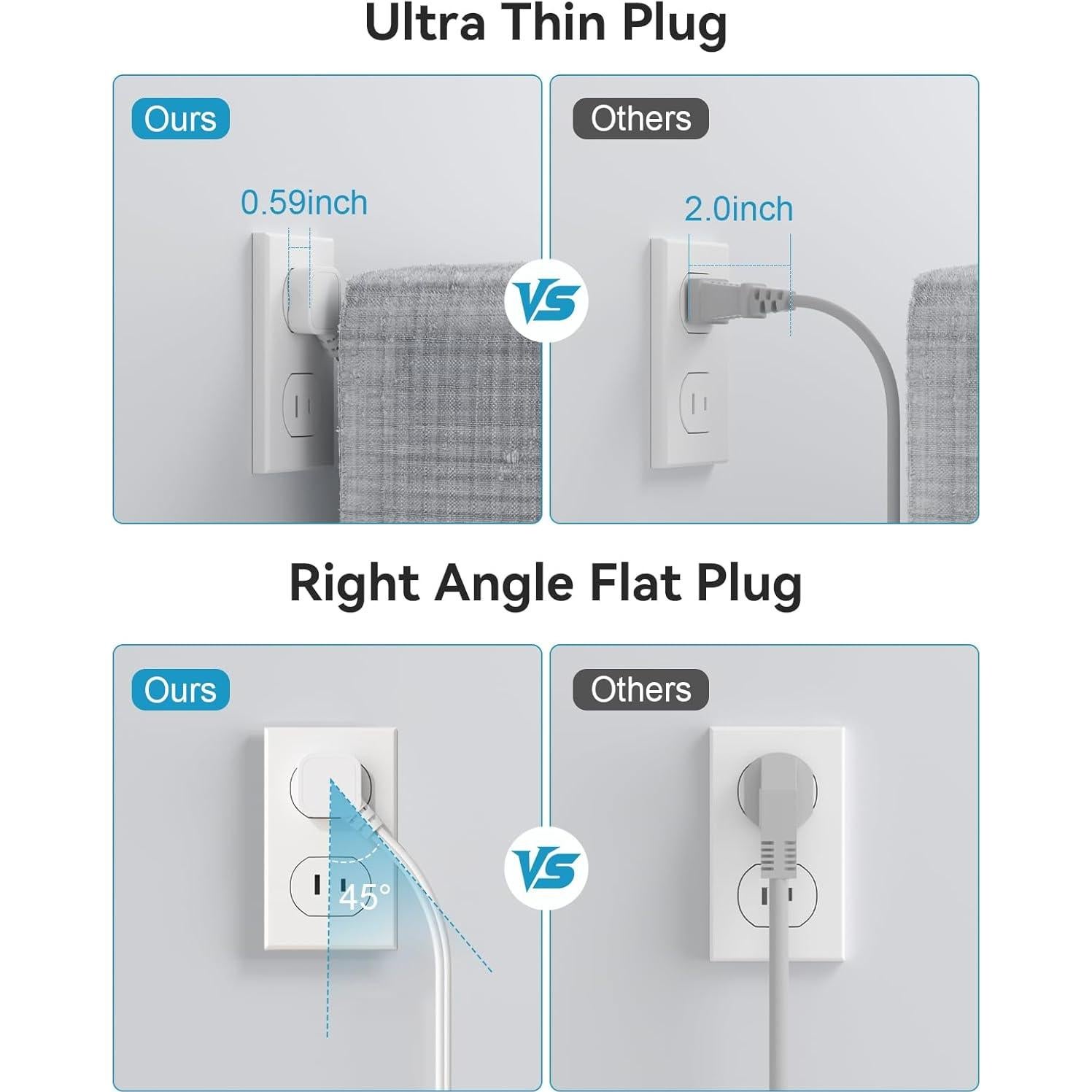 Regleta de Enchufe 2 Clavijas Okleeic 1 Pie 8 Salidas 6 USB