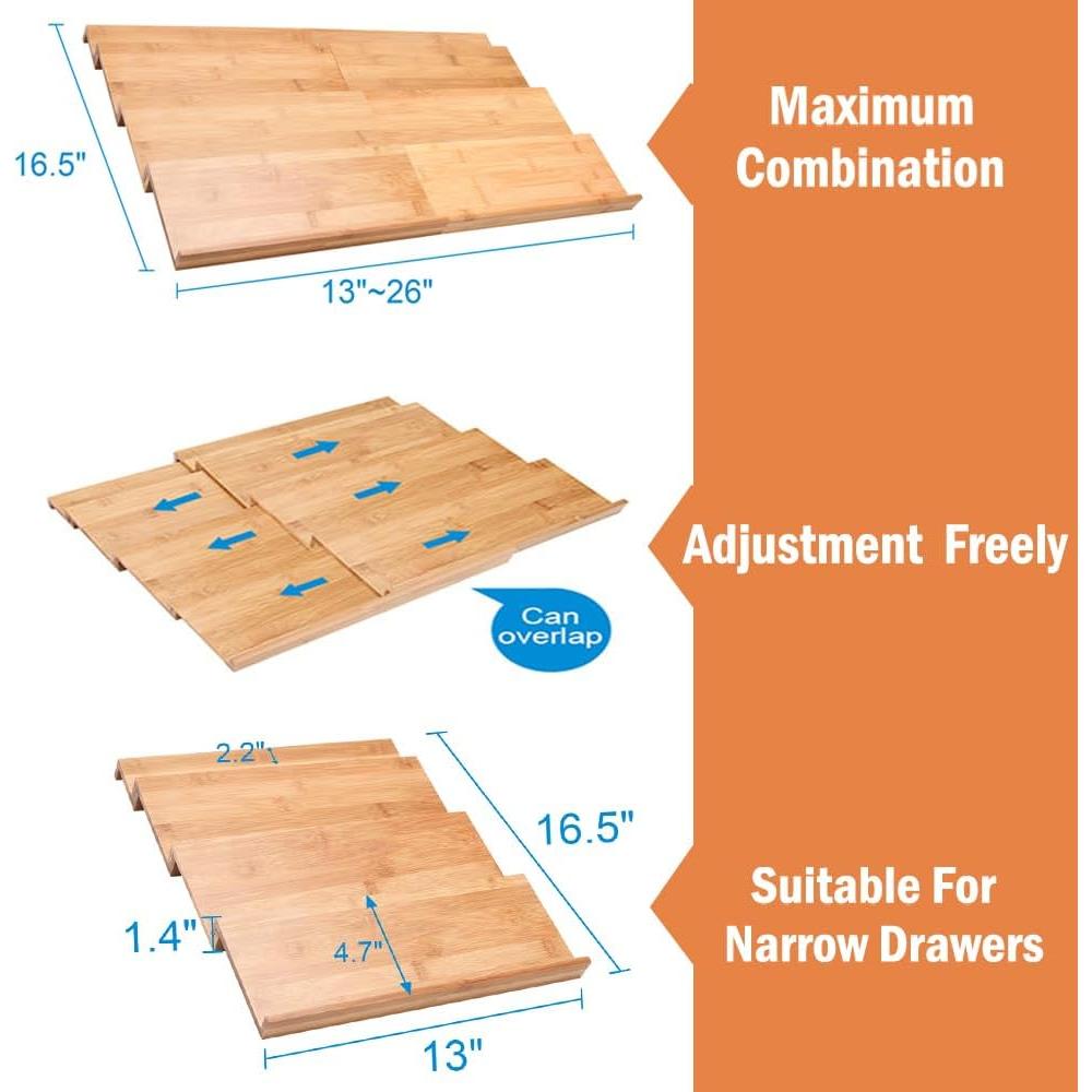 Organizador de Especias DEWVIE de Bambú Expandible 33-66 cm