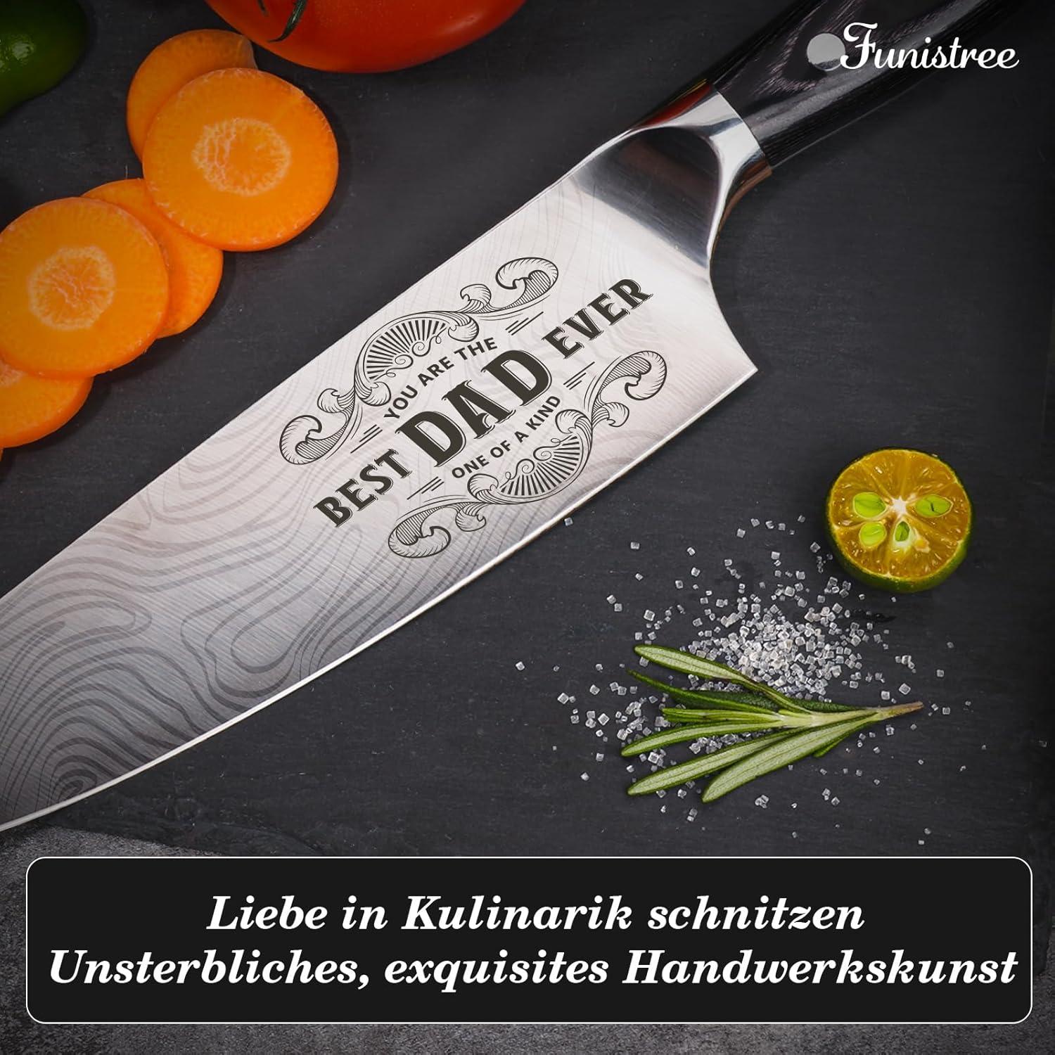 Cuchillo de Chef Funistree 20.32 cm Mejor Papá en Caja de Madera