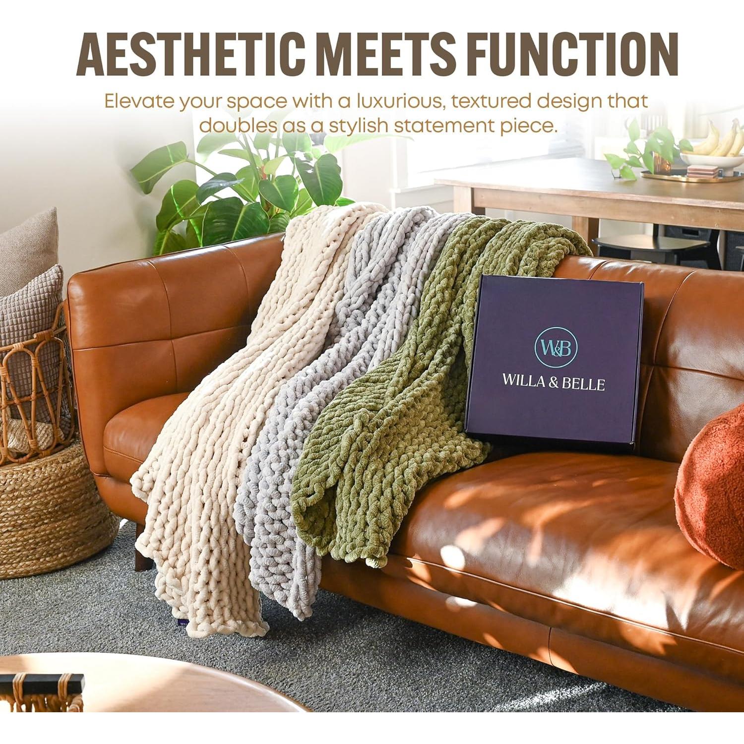 Manta de Chenilla Willa y Belle 127x152 cm Gris Suave