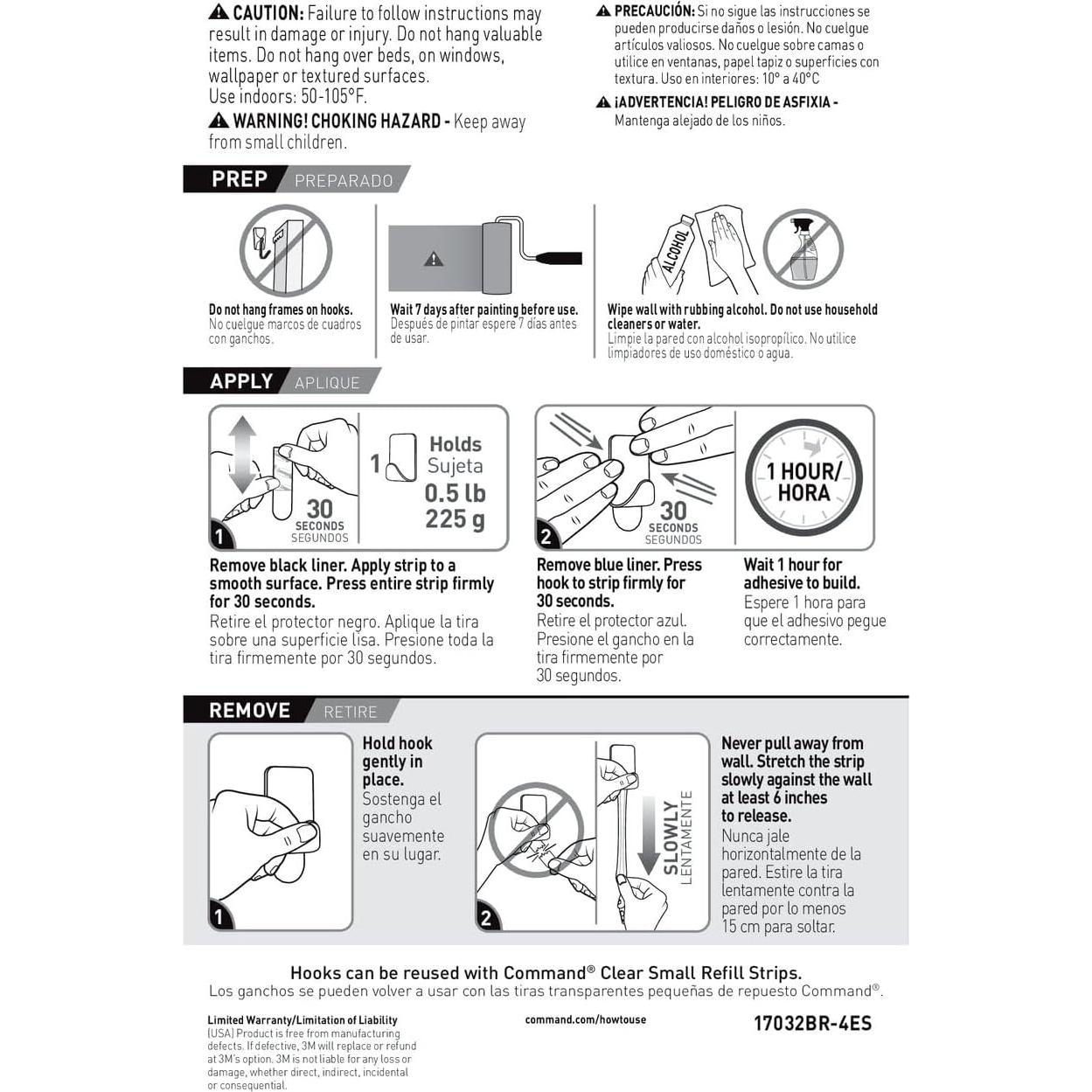Ganchos Metálicos Pequeños Command Latón - 4 Ganchos y 5 Tiras