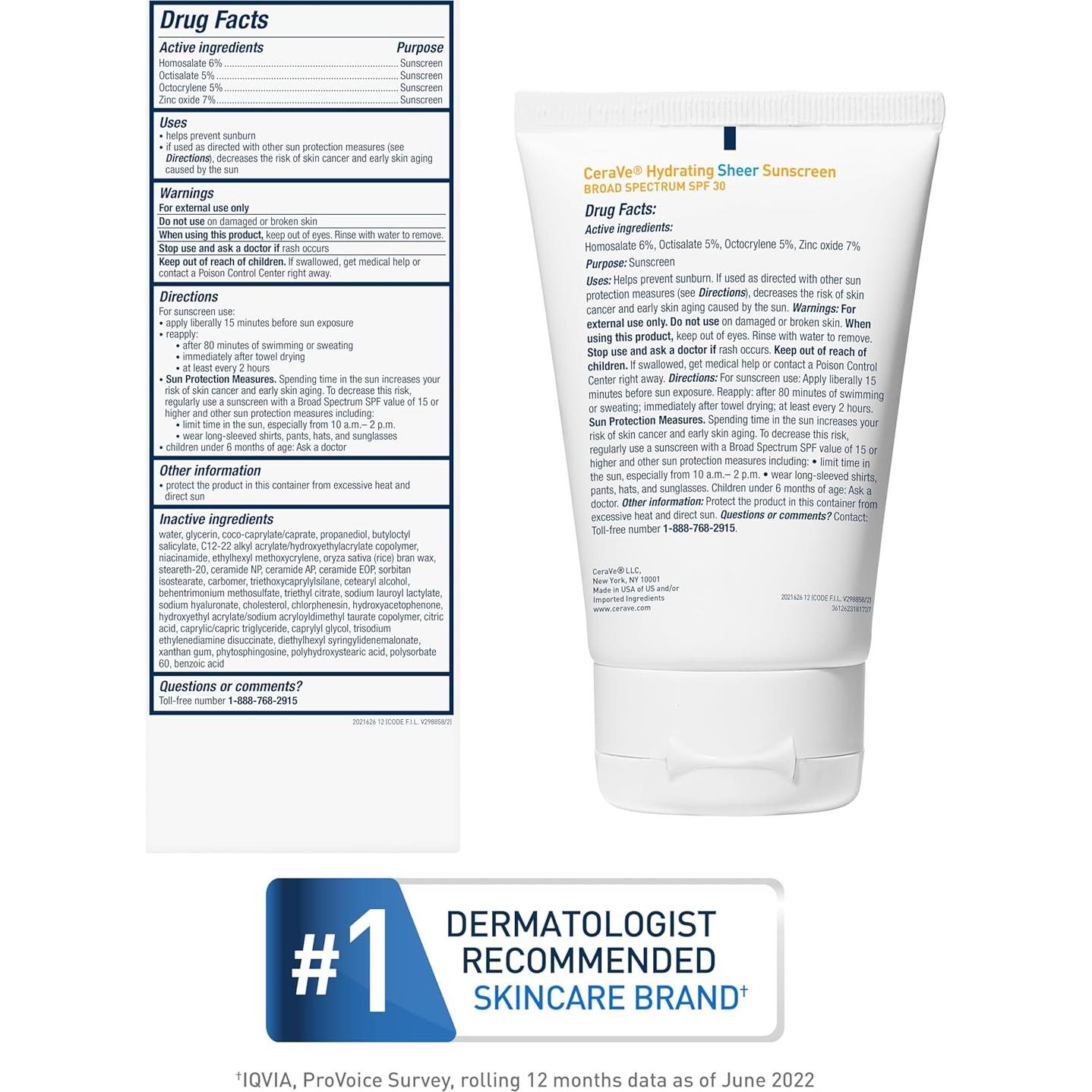 CeraVe Protector Solar Hidratante SPF 30 para Cara y Cuerpo 85g