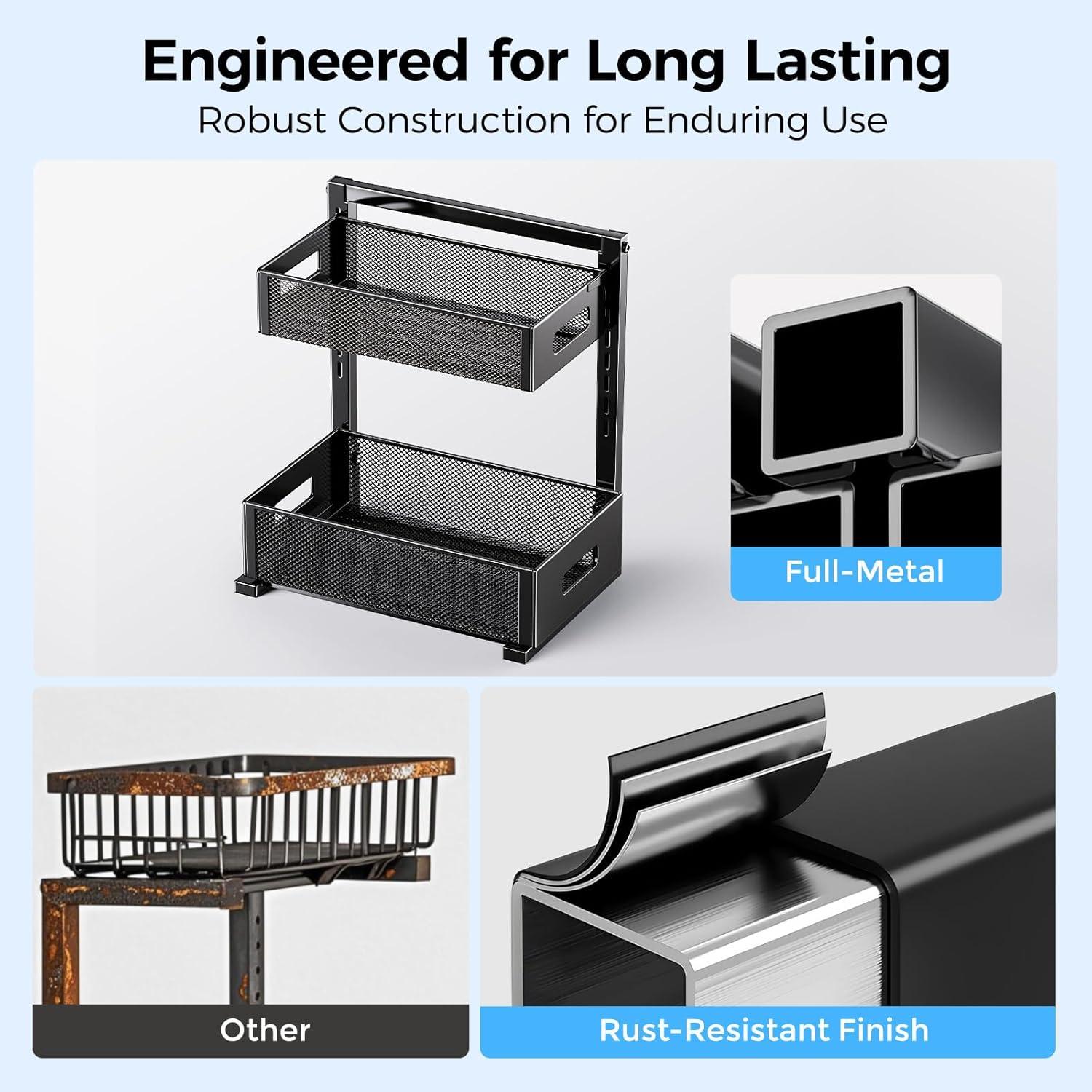 Organizador Bajo Fregadero HAIREALM 2 Niveles Ajustable Metal 22.68kg