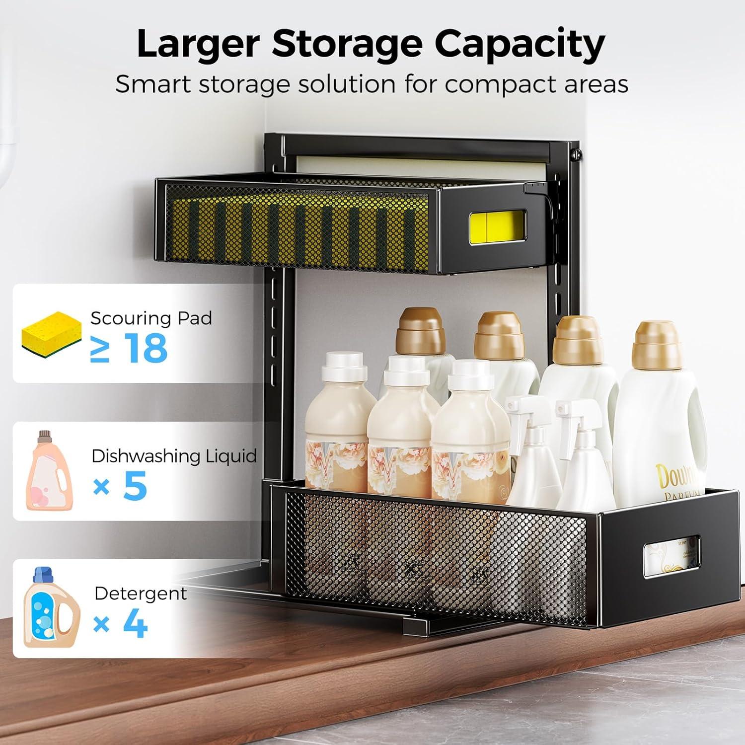 Organizador Bajo Fregadero HAIREALM 2 Niveles Ajustable Metal 22.68kg