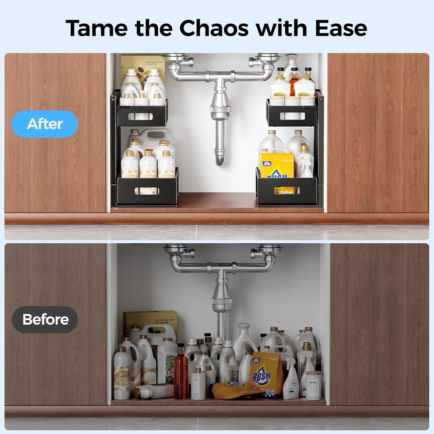 Organizador Bajo Fregadero HAIREALM 2 Niveles Ajustable Metal 22.68kg