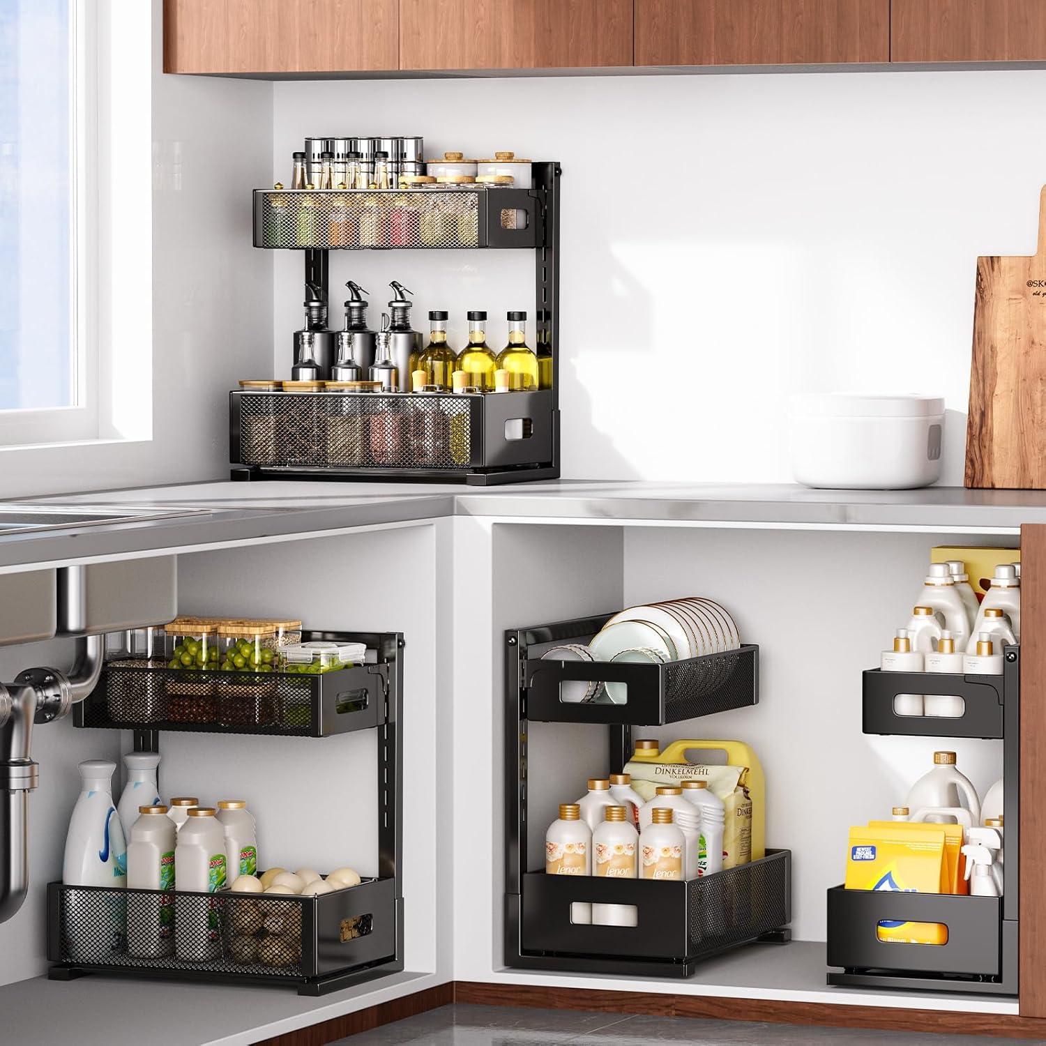 Organizador Bajo Fregadero HAIREALM 2 Niveles Ajustable Metal 22.68kg