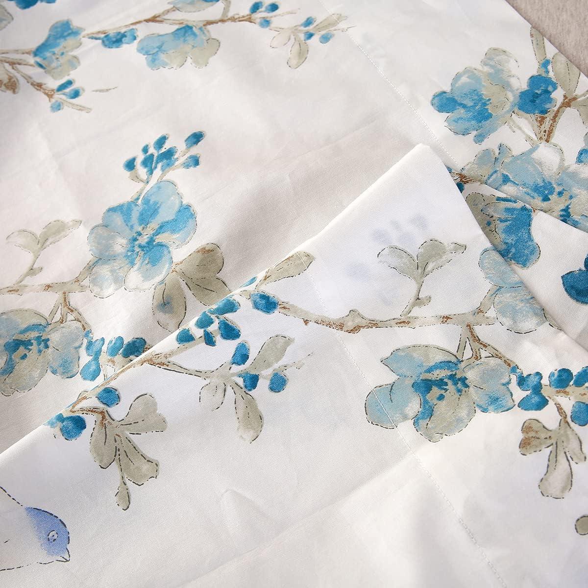 Juego de Sábanas URBONUR 100% Algodón Egipcio Completo Floral Azul