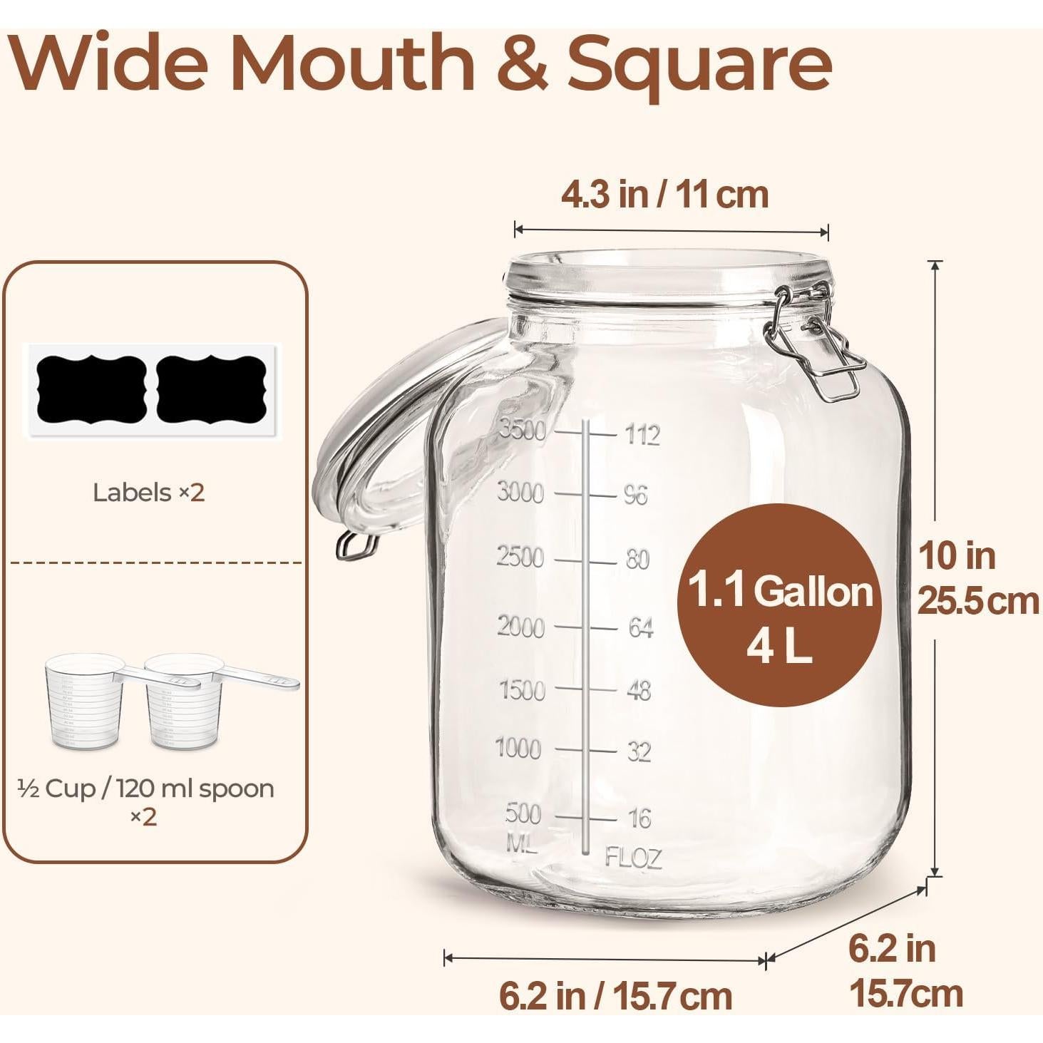 Contenedores de Almacenamiento de Vidrio ComSaf 4.16L Juego de 2
