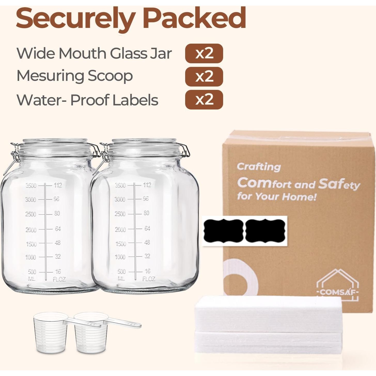 Contenedores de Almacenamiento de Vidrio ComSaf 4.16L Juego de 2