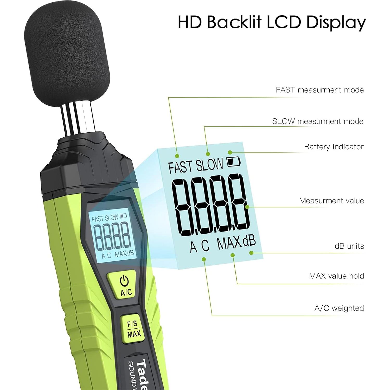 Medidor de Decibelios Digital Tadeto SL720 30-130dB Portátil