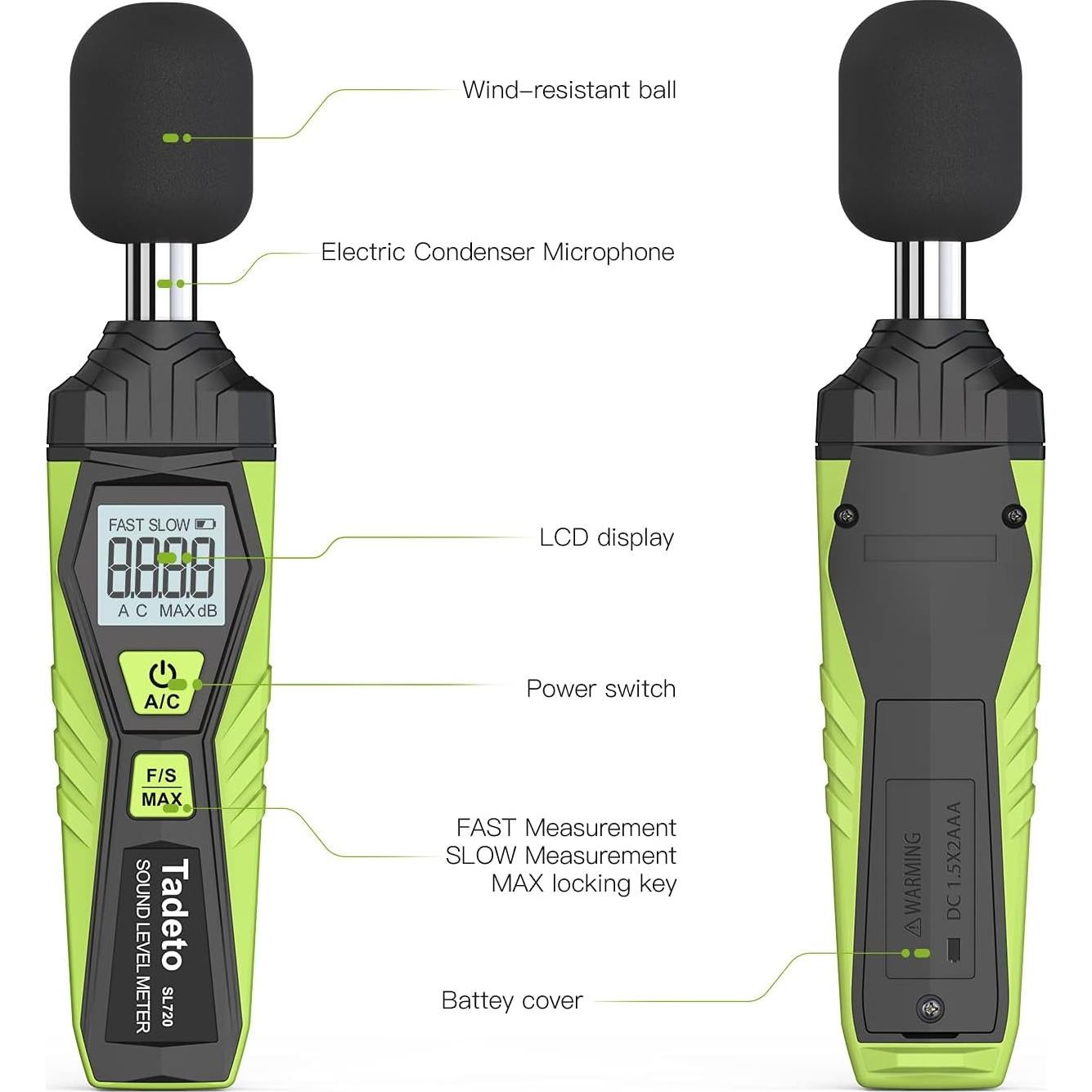 Medidor de Decibelios Digital Tadeto SL720 30-130dB Portátil