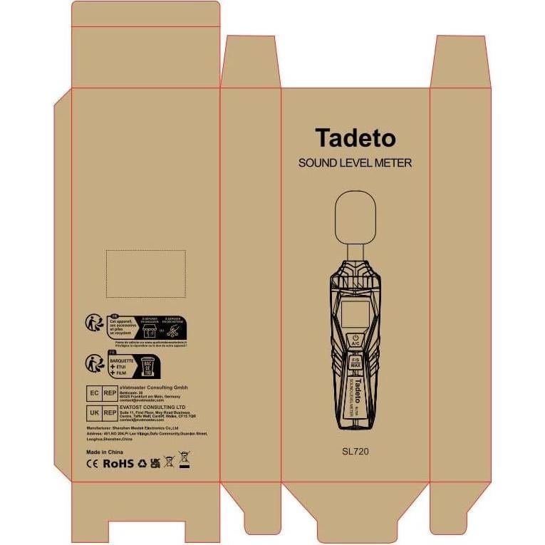 Medidor de Decibelios Digital Tadeto SL720 30-130dB Portátil