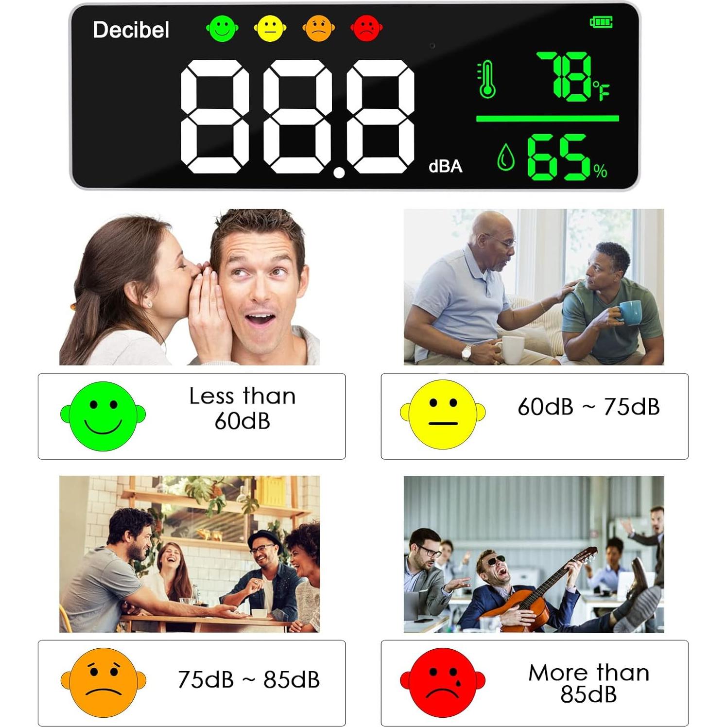 Medidor de Decibelios DANOPLUS 11" Pantalla LED Temperatura