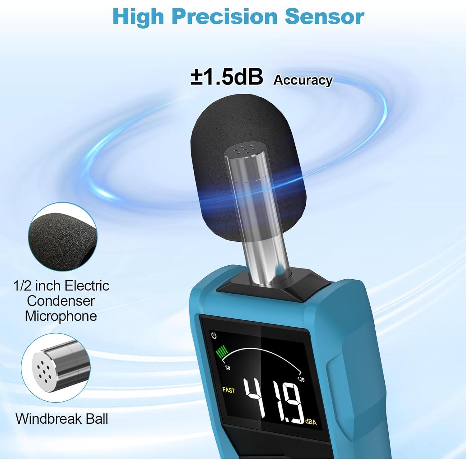 Medidor de Decibelios DURFICST SL720C con Pantalla LCD Color