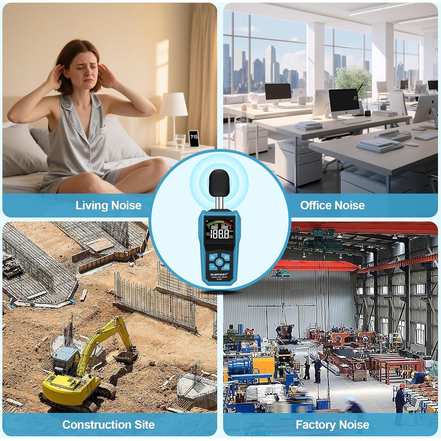 Medidor de Decibelios DURFICST SL720C con Pantalla LCD Color