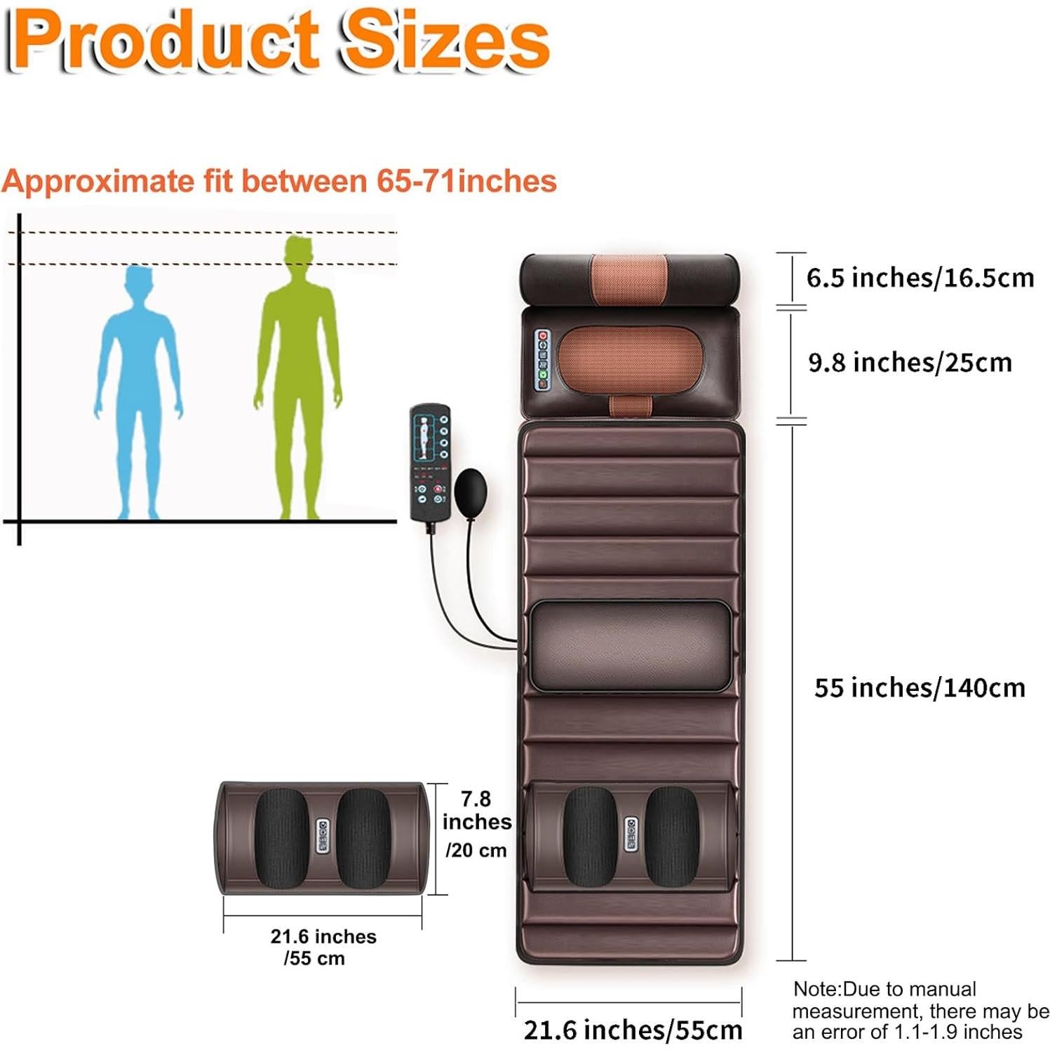 Alfombra de Masaje Vibrante Lvrunben con Calefacción 55x181cm