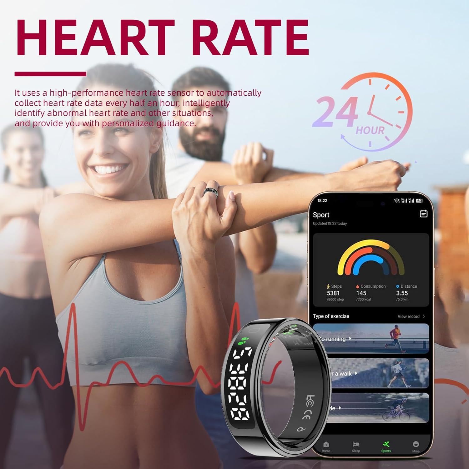 Anillo Inteligente UouNeaCo R11 Negro - Monitoreo Salud 24/7