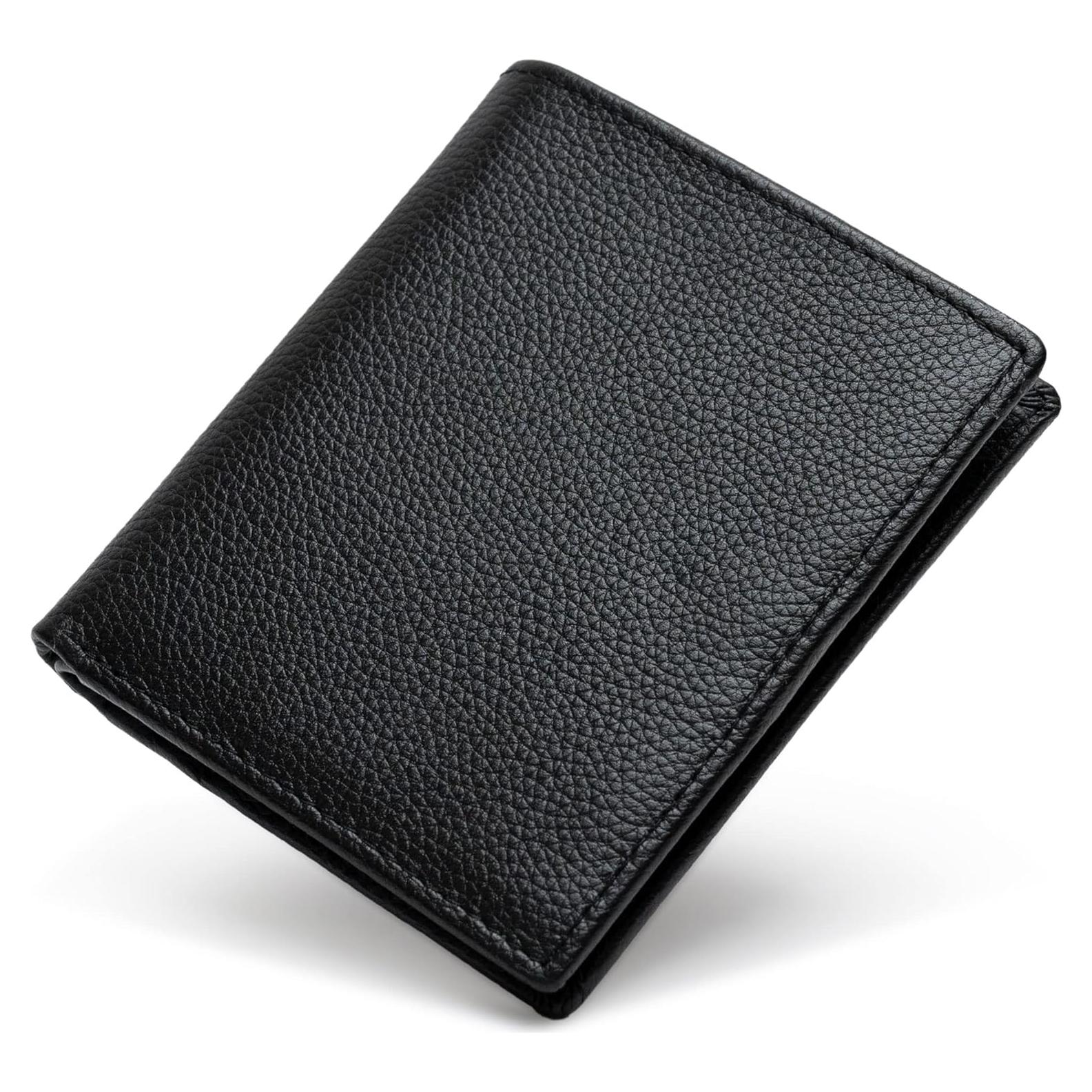 Cartera RFID Bveyzi Ultra Slim de Cuero para Mujeres - Negra