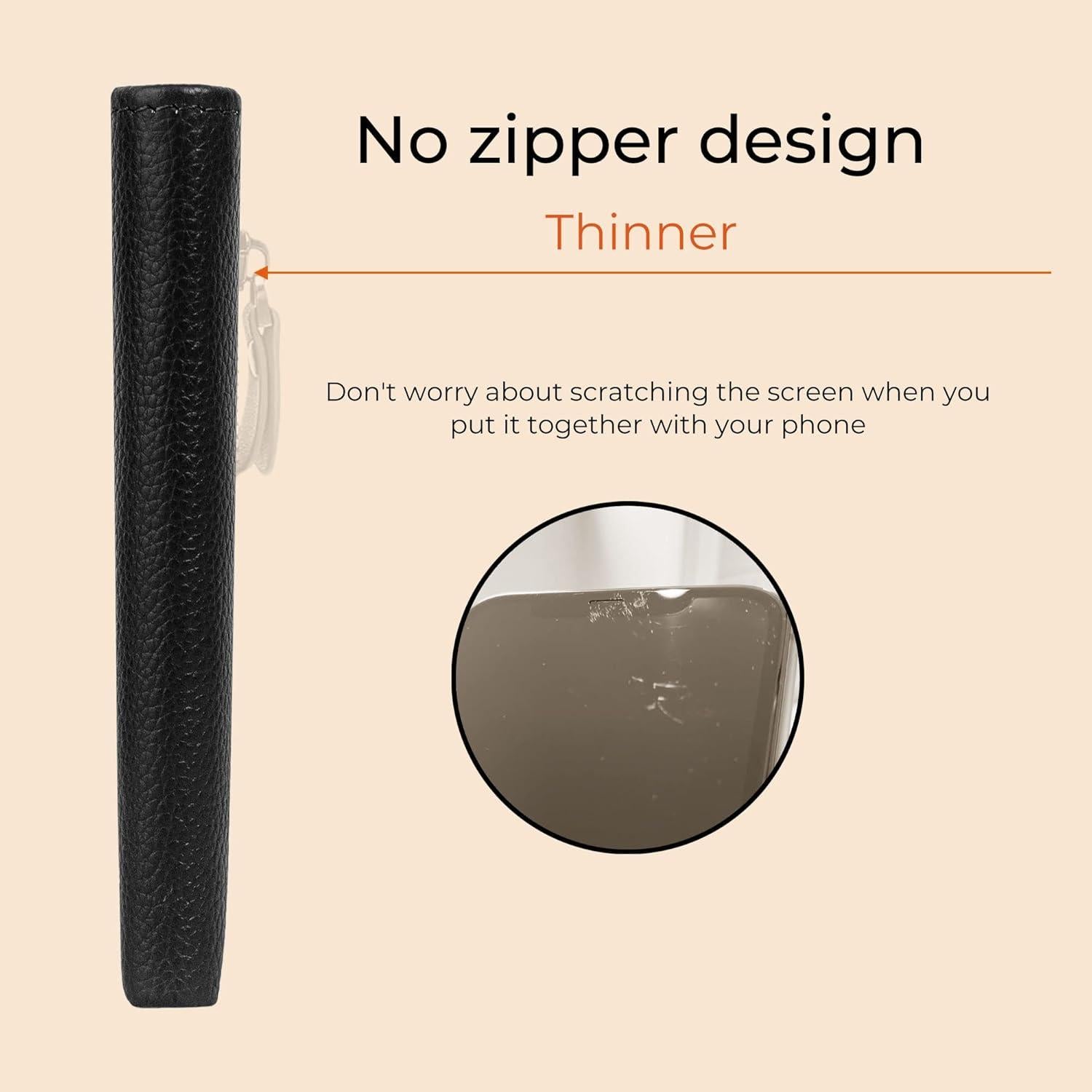 Cartera RFID Bveyzi Ultra Slim de Cuero para Mujeres - Negra