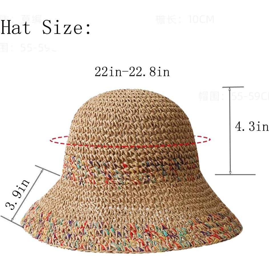 Sombrero de Sol KORADI para Mujeres de Paja Flexible 9.9 cm