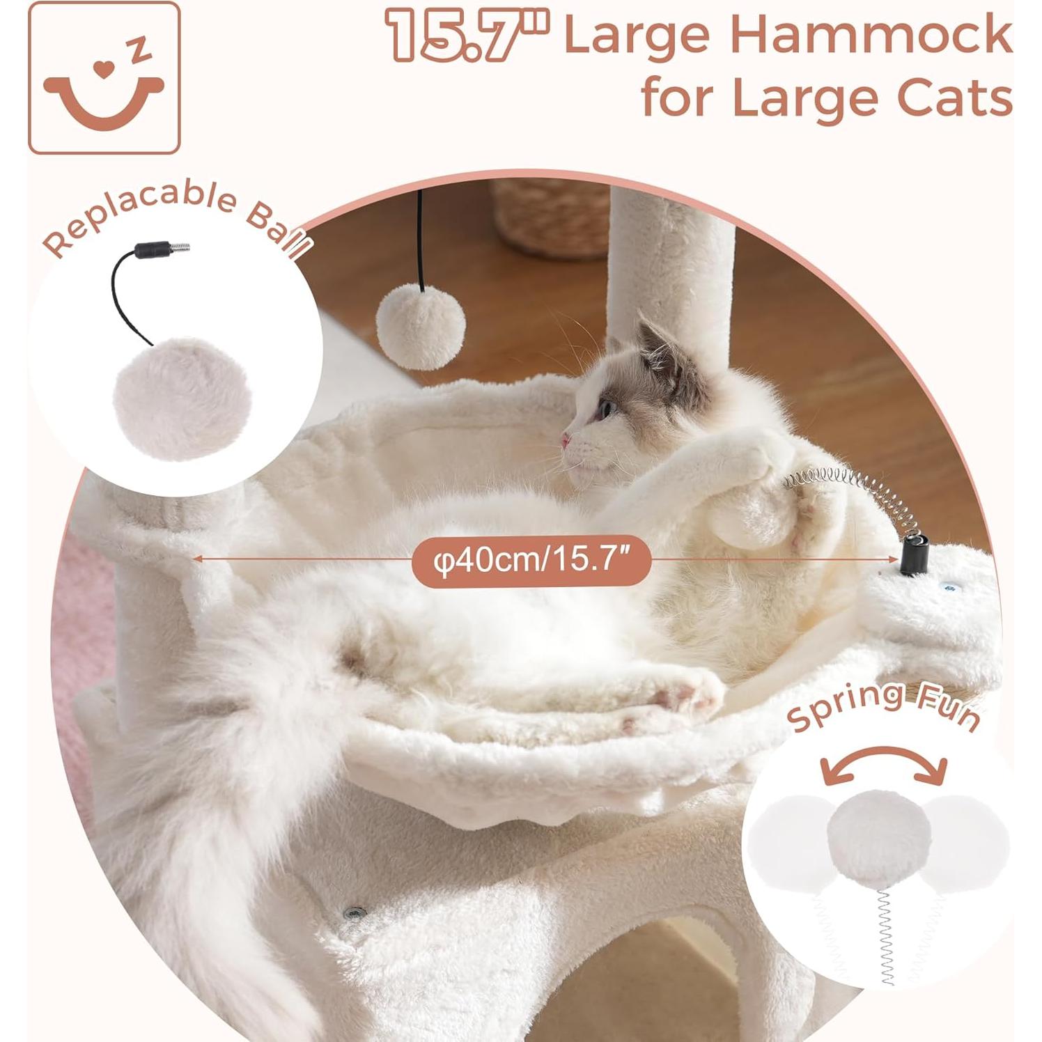 Árbol para Gatos Pawfessor 81 cm con Hamaca y Rascador Beige