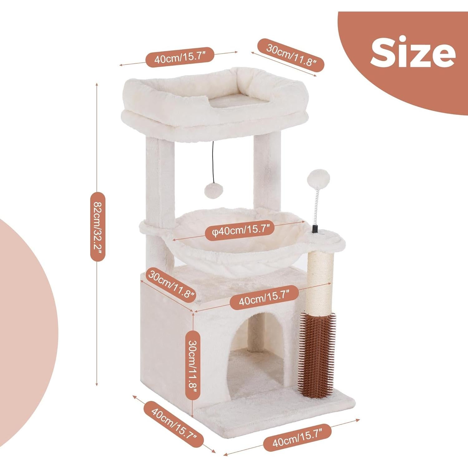 Árbol para Gatos Pawfessor 81 cm con Hamaca y Rascador Beige