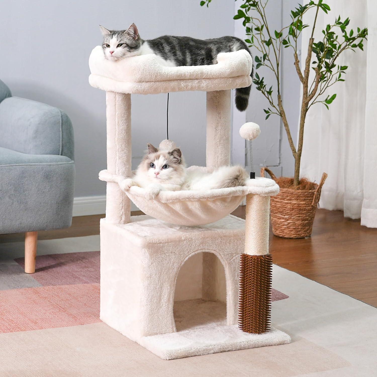 Árbol para Gatos Pawfessor 81 cm con Hamaca y Rascador Beige