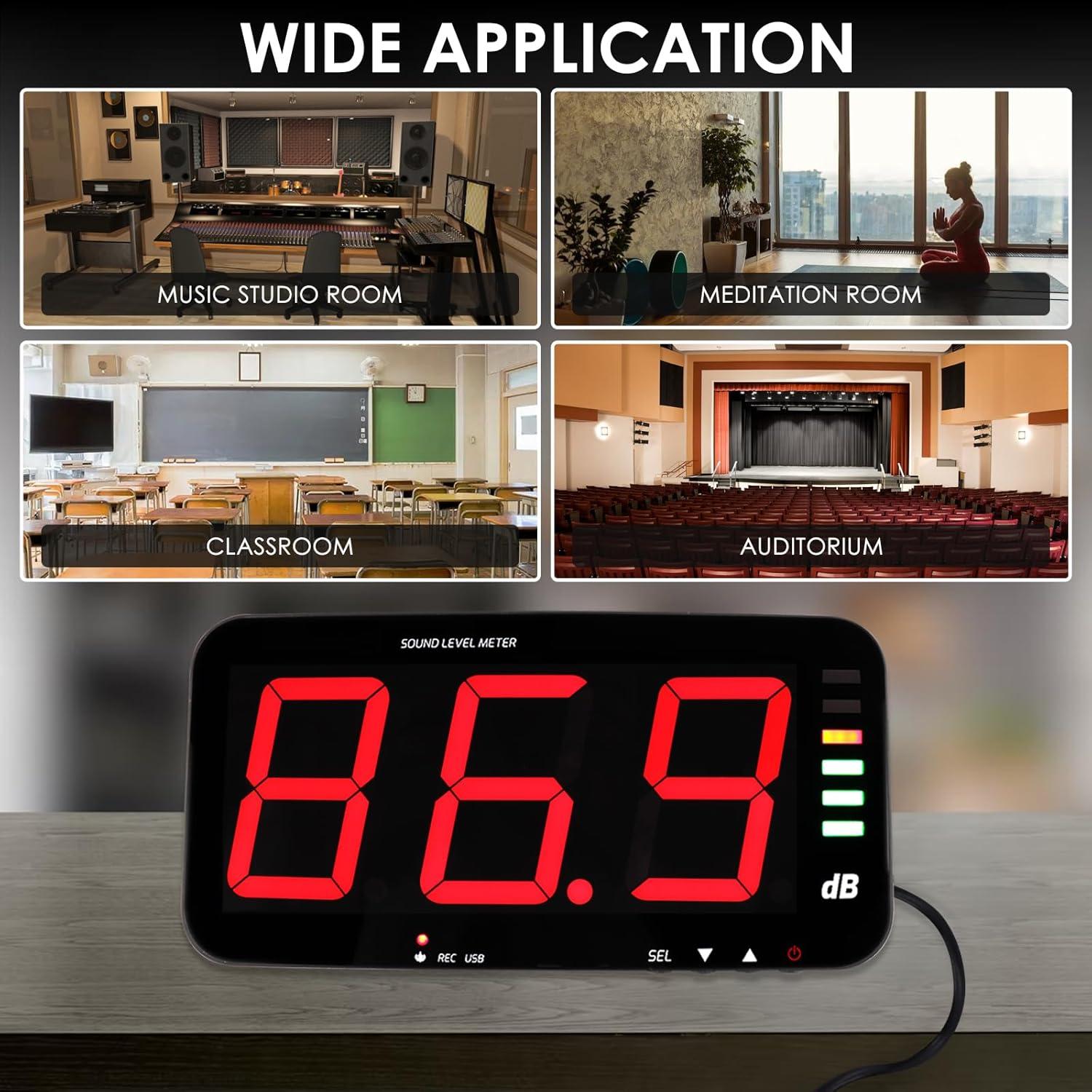 Medidor de Decibelios Landtek con Pantalla LCD 33 cm y Sensor 5 m