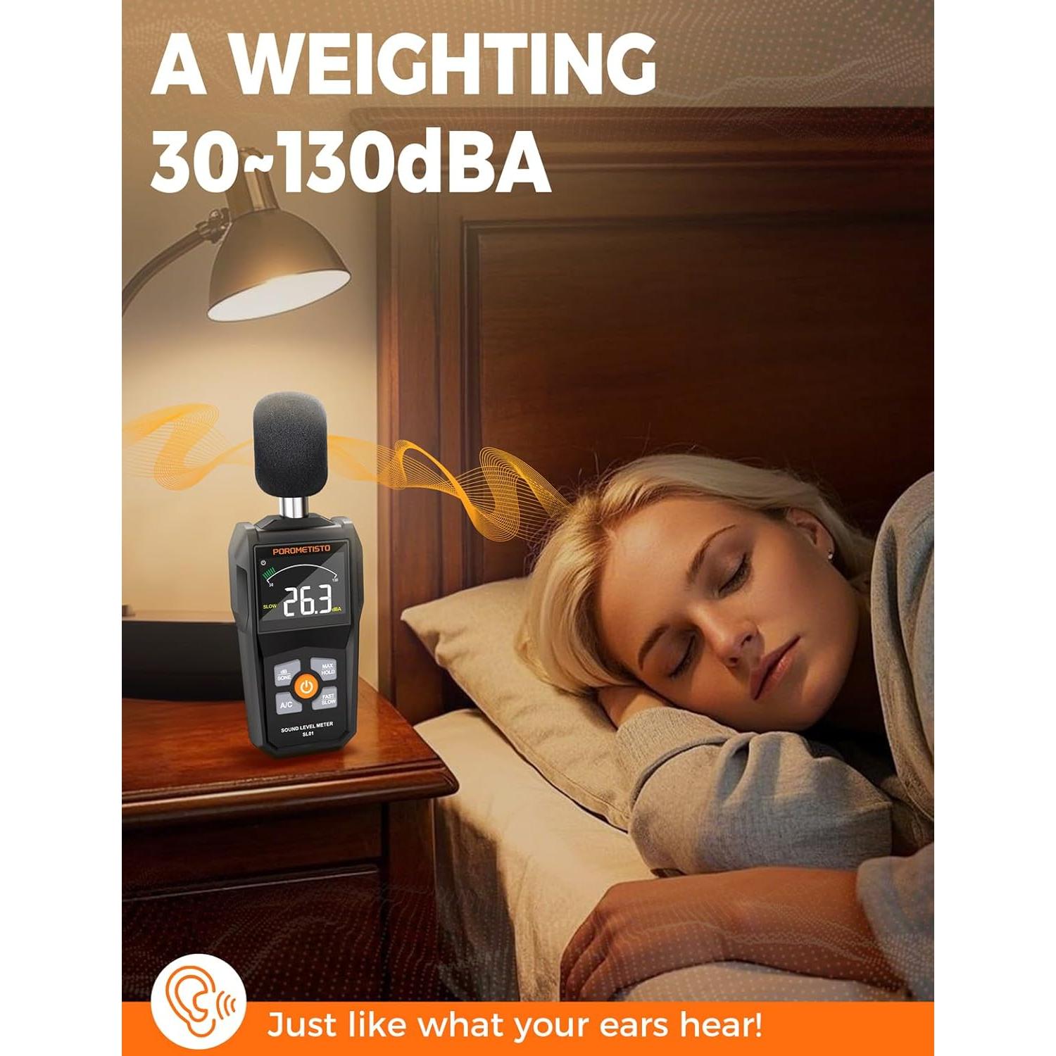 Medidor de Decibelios POROMETISTO SL01 30-130dB SPL Digital