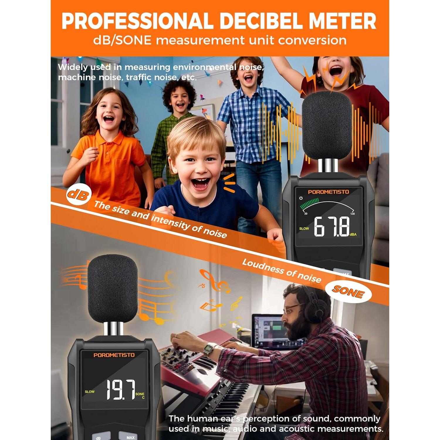 Medidor de Decibelios POROMETISTO SL01 30-130dB SPL Digital