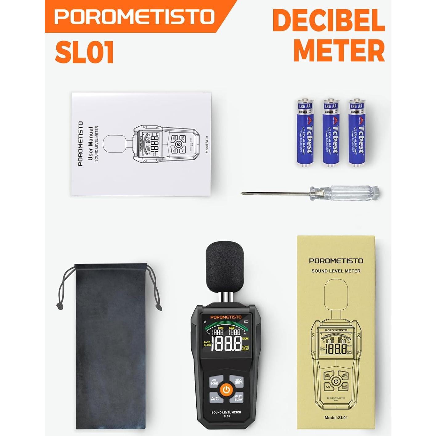 Medidor de Decibelios POROMETISTO SL01 30-130dB SPL Digital