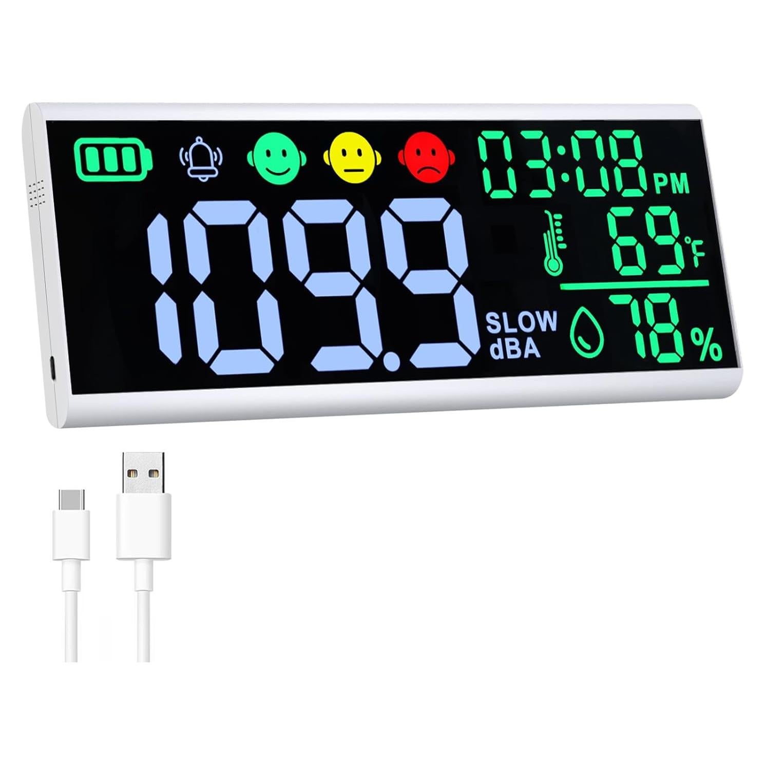 Medidor de Decibelios DANOPLUS 13" con Alarma y Pantalla LED