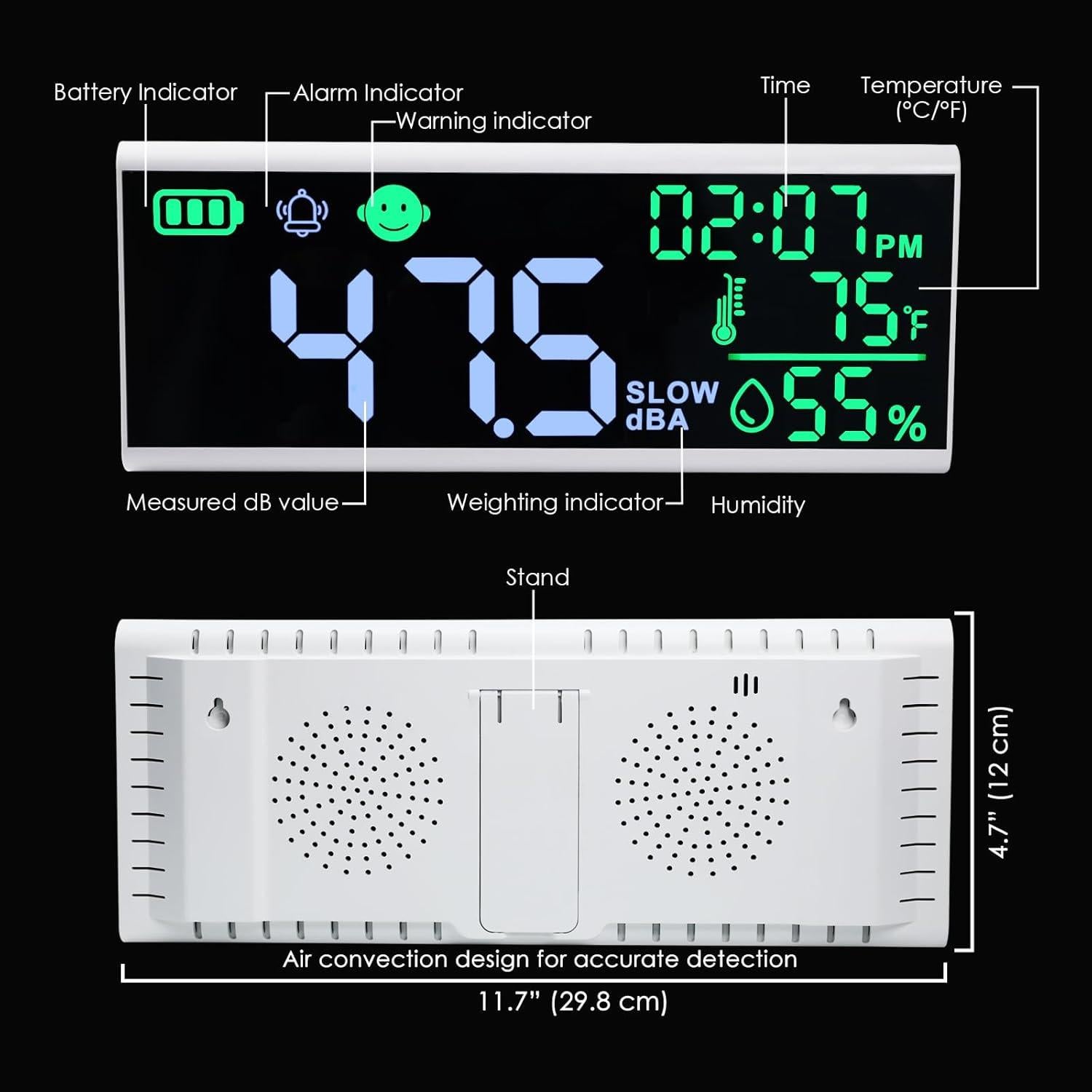 Medidor de Decibelios DANOPLUS 13" con Alarma y Pantalla LED