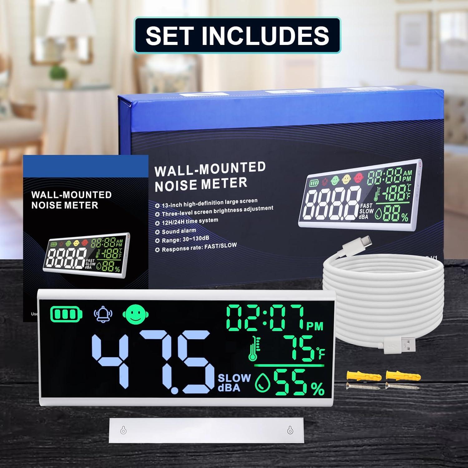 Medidor de Decibelios DANOPLUS 13" con Alarma y Pantalla LED